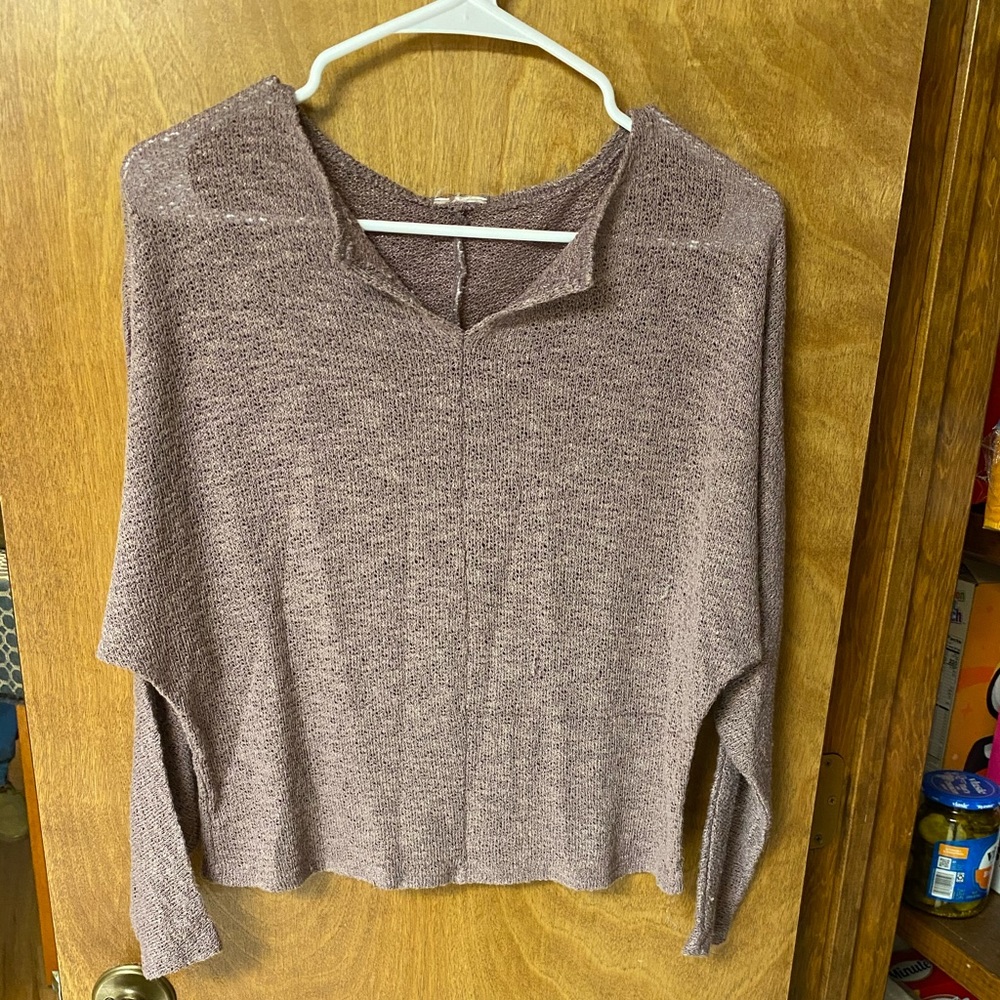 purple off the shoulder crop top sweater